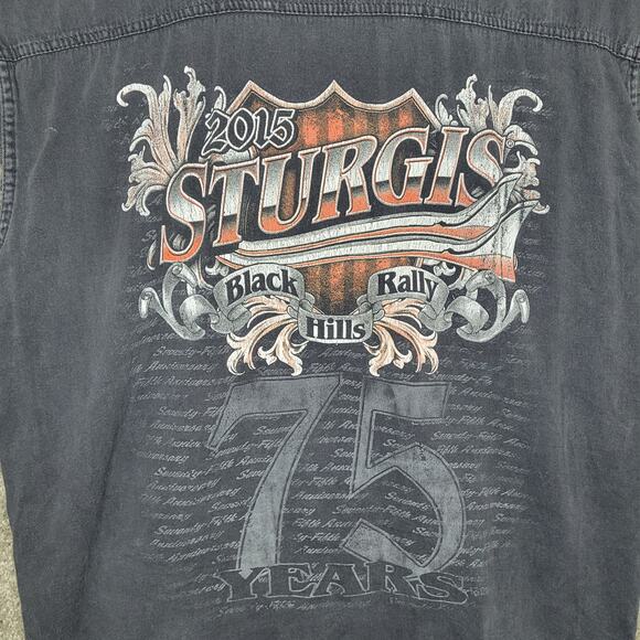 Biker Wear Sturgis 2015 Black Hills Rally Rugged Denim Vest Size Large - Picture 5 of 7